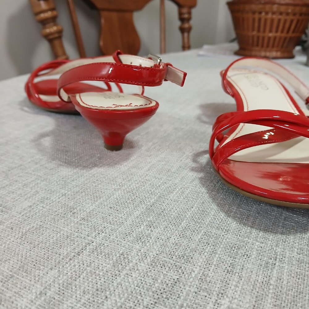 Cherry Red Patten Leather Strappy Kitten Heal Sandle by Franco Sarto Size 7M - Picture 4 of 10